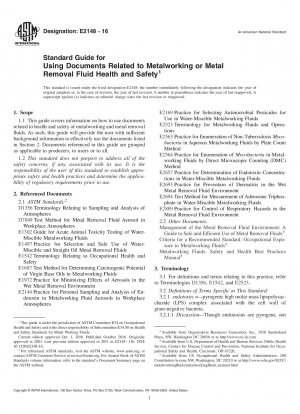 Standardhandbuch für die Verwendung von Dokumenten im Zusammenhang mit der Gesundheit und Sicherheit von Metallbearbeitungs- oder Metallentfernungsflüssigkeiten