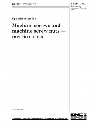 Spezifikation für Maschinenschrauben und Maschinenschraubenmuttern – metrische Serie