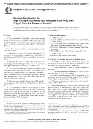 Standardspezifikation für hochfeste vergütete Schmiedeteile aus niedriglegiertem Stahl für Druckbehälter
