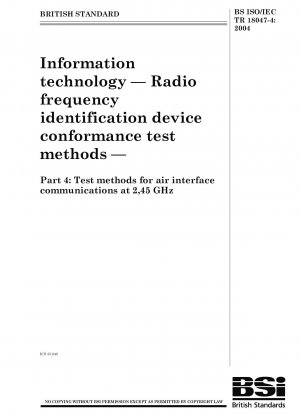 Informationstechnologie. Konformitätsprüfverfahren für Funkfrequenz-Identifikationsgeräte – Prüfverfahren für die Luftschnittstellenkommunikation bei 2,45 GHz