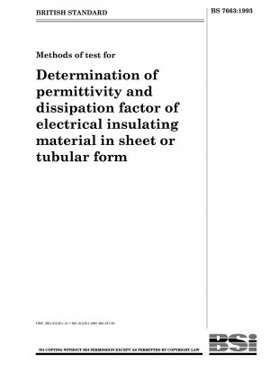 Prüfmethoden zur Bestimmung der Permittivität und des Verlustfaktors von elektrisch isolierendem Material in Platten- oder Rohrform