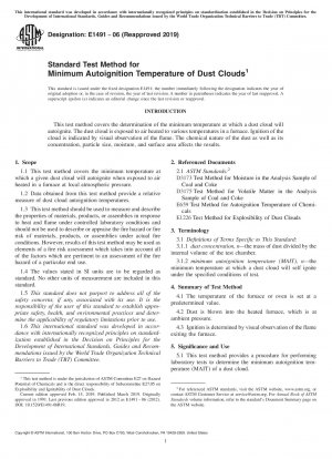 Standardtestmethode für die minimale Selbstentzündungstemperatur von Staubwolken