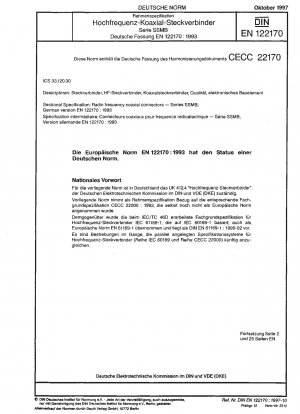 Rahmenspezifikation: Hochfrequenz-Koaxialsteckverbinder; Serie SSMB; Deutsche Fassung EN 122170:1993