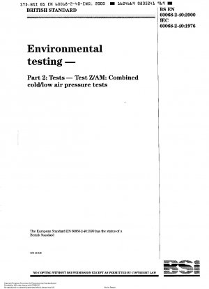 Umwelttests. Testmethoden. Test Z/AM. Kombinierte Tests bei Kälte und niedrigem Luftdruck