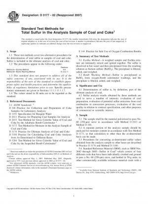 Standardtestmethoden für Gesamtschwefel in der Analyseprobe von Kohle und Koks