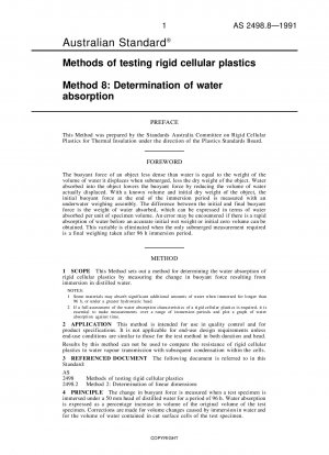 Methoden zur Prüfung starrer Schaumstoffe – Bestimmung der Wasseraufnahme