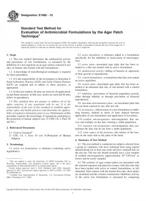 Standardtestmethode zur Bewertung antimikrobieller Formulierungen durch die Agar-Pflaster-Technik