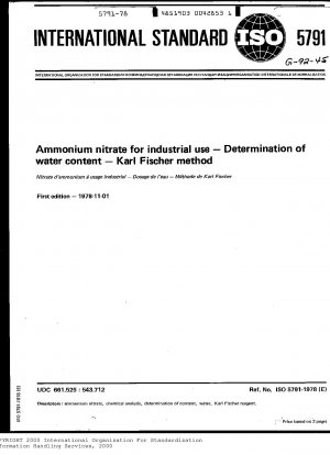 Ammoniumnitrat für industrielle Zwecke; Bestimmung des Wassergehalts; Karl-Fischer-Methode