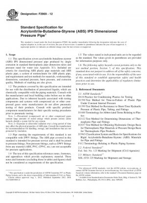 Standardspezifikation für IPS-dimensionierte Druckrohre aus Acrylnitril-Butadien-Styrol (ABS).