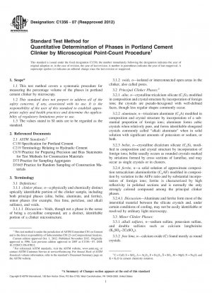 Standardtestmethode zur quantitativen Bestimmung von Phasen in Portlandzementklinker durch mikroskopisches Punktzählverfahren