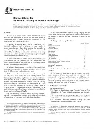 Standardhandbuch für Verhaltenstests in der aquatischen Toxikologie