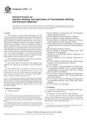 Standardpraxis für Spritzgusstestproben von thermoplastischen Form- und Extrusionsmaterialien