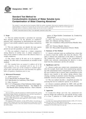 Standardtestverfahren zur konduktometrischen Analyse der wasserlöslichen ionischen Verunreinigung von Strahlmittelstrahlmitteln
