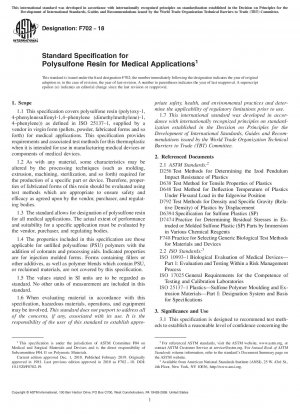 Standardspezifikation für Polysulfonharz für medizinische Anwendungen