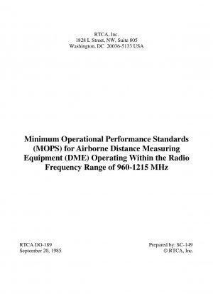 Mindestbetriebsleistungsstandards für den Betrieb luftgestützter Entfernungsmessgeräte (DME) im Hochfrequenzbereich von 960–1215 Megahertz