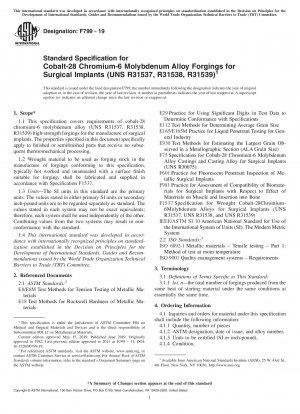 Standardspezifikation für Schmiedeteile aus Kobalt-28-Chrom-6-Molybdän-Legierung für chirurgische Implantate (UNS R31537, R31538, R31539)