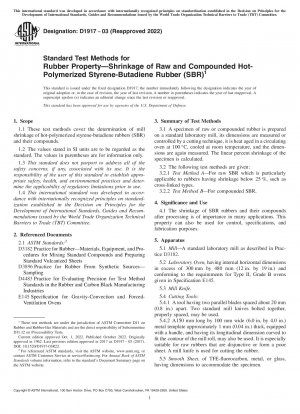 Standardtestmethoden für Gummieigenschaften – Schrumpfung von rohem und zusammengesetztem heißpolymerisiertem Styrol-Butadien-Kautschuk (SBR)