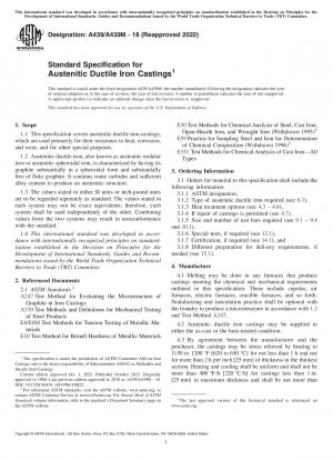 Standardspezifikation für Gussteile aus austenitischem duktilem Eisen