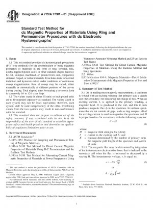 Standardtestmethode für magnetische Gleichstromeigenschaften von Materialien unter Verwendung von Ring- und Permeameterverfahren mit elektronischen Gleichstrom-Hysteresigraphen