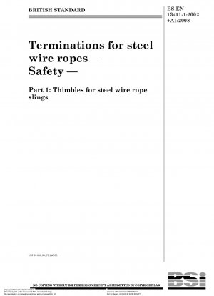 Endverbindungen für Stahldrahtseile – Sicherheit – Teil 1: Kauschen für Stahldrahtseilanhänge