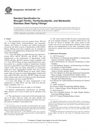 Standardspezifikation für Rohrverbindungsstücke aus ferritischem, ferritischem/austenitischem und martensitischem Edelstahl