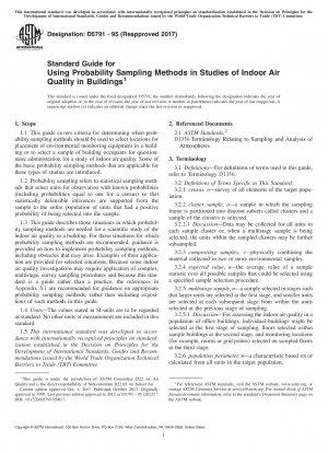 Standardhandbuch für die Verwendung von Wahrscheinlichkeitsstichprobenmethoden bei Studien zur Raumluftqualität in Gebäuden