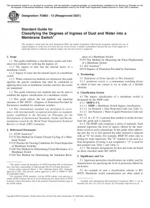 Standardhandbuch zur Klassifizierung des Grads des Eindringens von Staub und Wasser in einen Membranschalter