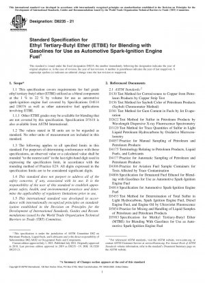 Standardspezifikation für Ethyl-Tertiär-Butylether (ETBE) zum Mischen mit Benzinen zur Verwendung als Kraftstoff für Ottomotoren in Kraftfahrzeugen