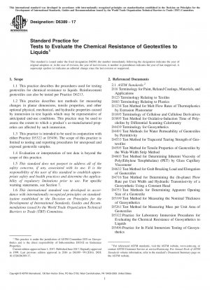 Standardpraxis für Tests zur Bewertung der chemischen Beständigkeit von Geotextilien gegenüber Flüssigkeiten