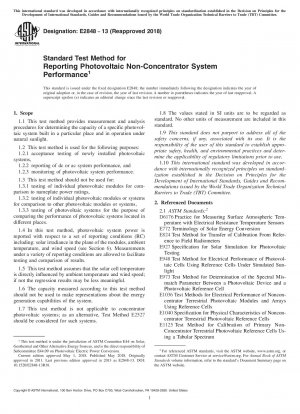 Standardtestmethode zur Berichterstattung über die Leistung von Photovoltaik-Systemen ohne Konzentrator