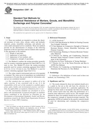 Standardtestmethoden für die chemische Beständigkeit von Mörtel, Fugenmörtel sowie monolithischen Belägen und Polymerbetonen