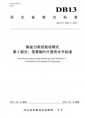 Modell zum arbeitssparenden und effizienten Anbau von Birnen, Teil 3: Nährwertstandard für Xueqing-Birnenblätter
