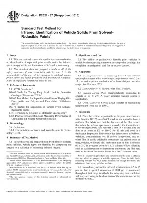 Standardtestverfahren zur Infrarot-Identifizierung von Fahrzeugfeststoffen aus lösungsmittelreduzierbaren Lacken