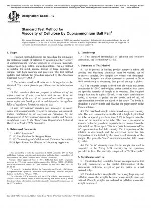 Standardtestmethode für die Viskosität von Cellulose durch Fallen von Kupferammoniumkugeln