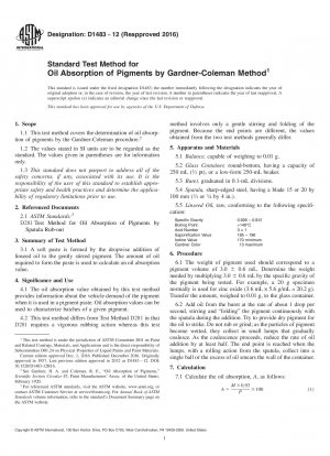 Standardtestmethode für die Ölabsorption von Pigmenten nach der Gardner-Coleman-Methode