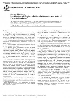 Standardhandbuch zur Identifizierung von Metallen und Legierungen in computergestützten Datenbanken für Materialeigenschaften