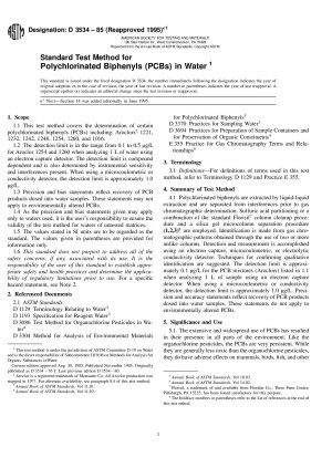 Standardtestmethode für polychlorierte Biphenyle (PCBs) in Wasser