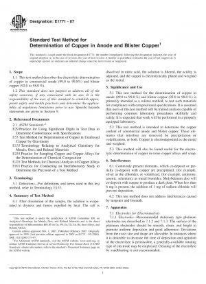 Standardtestmethode zur Bestimmung von Kupfer in Anoden- und Blasenkupfer