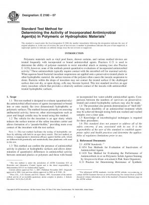 Standardtestmethode zur Bestimmung der Aktivität integrierter antimikrobieller Wirkstoffe in polymeren oder hydrophoben Materialien