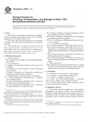 Standardpraxis für Handhabung, Transport und Lagerung von Halon 1301, Bromtrifluormethan (CF3Br)