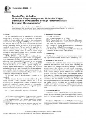 Standardtestmethode für Molekulargewichtsmittelwerte und Molekulargewichtsverteilung von Polystyrol durch Hochleistungs-Größenausschlusschromatographie