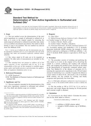 Standardtestmethode zur Bestimmung der Gesamtwirkstoffe in sulfonierten und sulfatierten Ölen