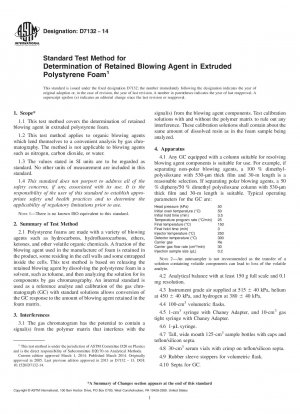 Standardtestmethode zur Bestimmung des zurückgehaltenen Treibmittels in extrudiertem Polystyrolschaum