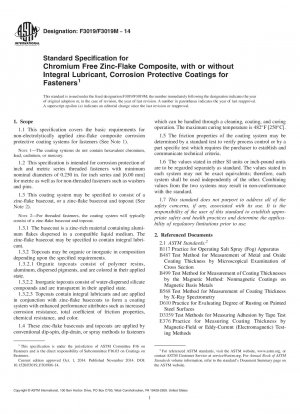Standardspezifikation für chromfreie Zinklamellen-Verbundwerkstoffe mit oder ohne integrierte Schmiermittel- und Korrosionsschutzbeschichtungen für Verbindungselemente