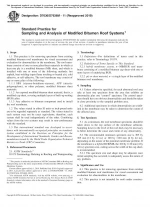 Standardpraxis für die Probenahme und Analyse modifizierter Bitumendachsysteme