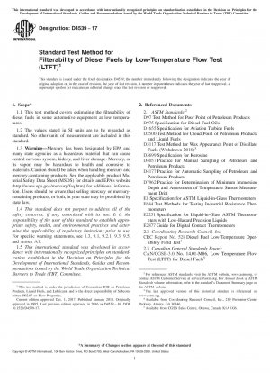 Standardtestmethode für die Filtrierbarkeit von Dieselkraftstoffen mittels Tieftemperatur-Durchflusstest (LTFT)