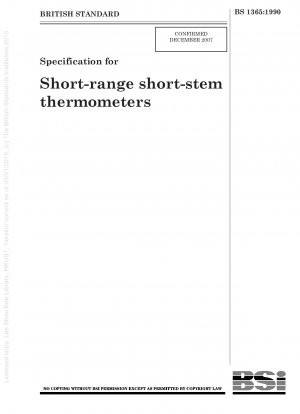 Spezifikation für Kurzbereichsthermometer mit kurzem Stab