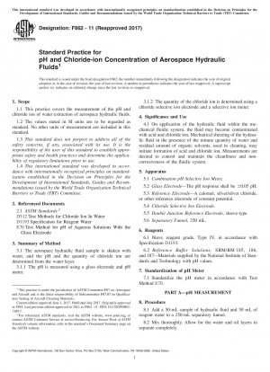 Standardpraxis für pH-Wert und Chloridionenkonzentration von Hydraulikflüssigkeiten in der Luft- und Raumfahrt
