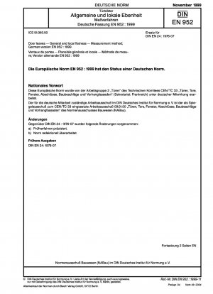 Türblätter - Allgemeine und örtliche Ebenheit - Messverfahren; Deutsche Fassung EN 952:1999