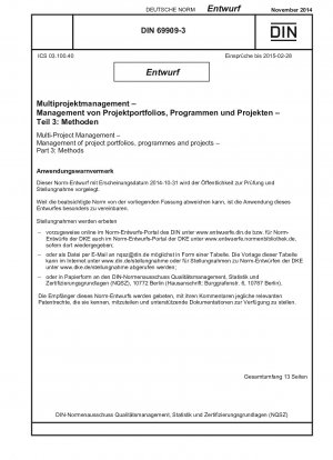 Multiprojektmanagement – Management von Projektportfolios, Programmen und Projekten – Teil 3: Methoden